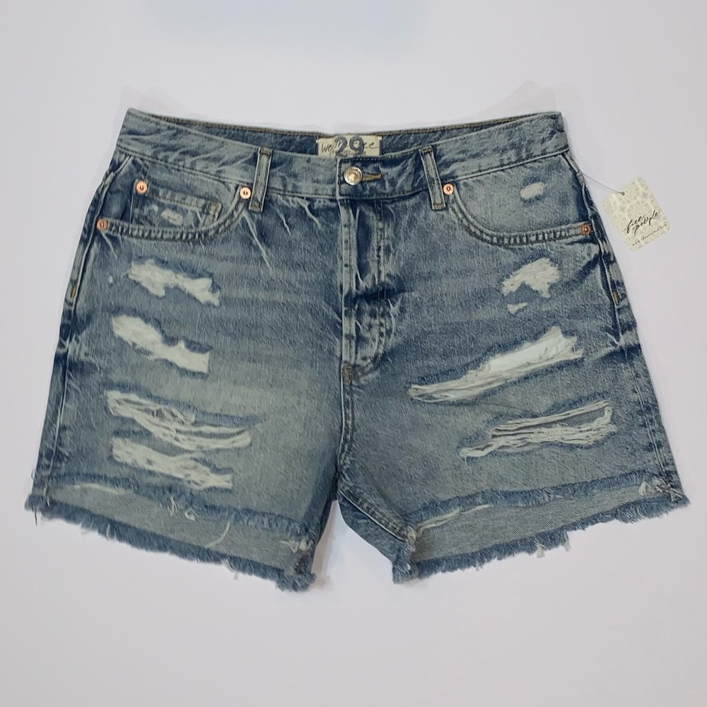 Free People Women’s Maggie Distressed Mid-Rise Denim Jean Shorts-Size 29 New